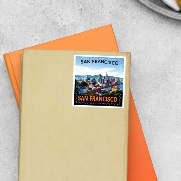 San Francisco Bridge And City Skyline Post Stamp Travels Stickers