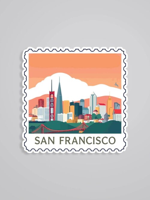 San Francisco Golden Gate Sunset Post Stamp Travels Stickers