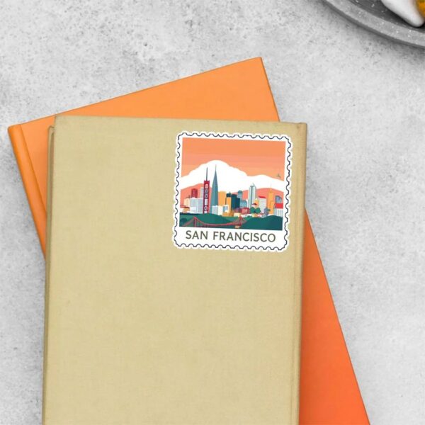 San Francisco Golden Gate Sunset Post Stamp Travels Stickers