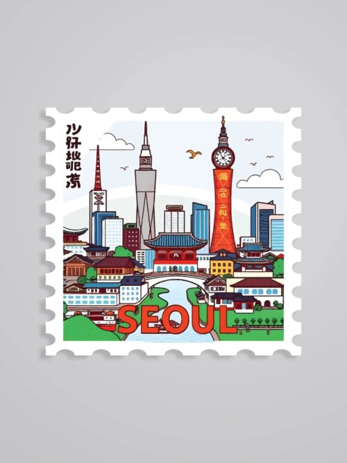 Seoul City Tower Post Stamp Travels Stickers
