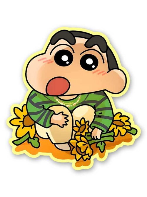 Shinchan With Sunflower Sticker