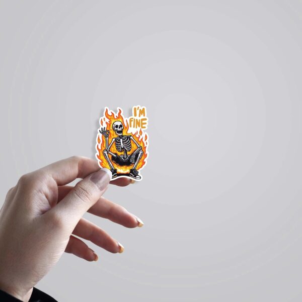 Skeleton On Fire Im Fine Witty Stickers Skeleton On Fire Im Fine Witty Stickers