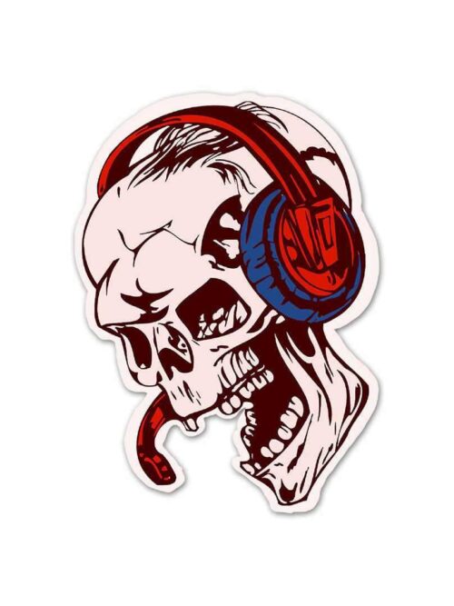 Skull Listening Music Sticker