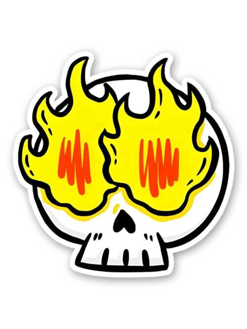 Skull On Fire Sticker