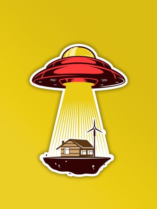 Spaceship Taking House Sticker