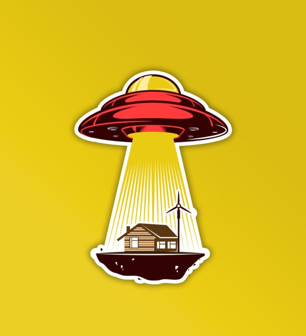 Spaceship Taking House Sticker Spaceship Taking House Sticker