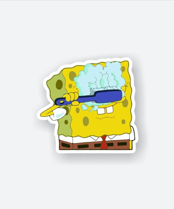Sponge Bob With Brush Sticker Sponge Bob With Brush Sticker