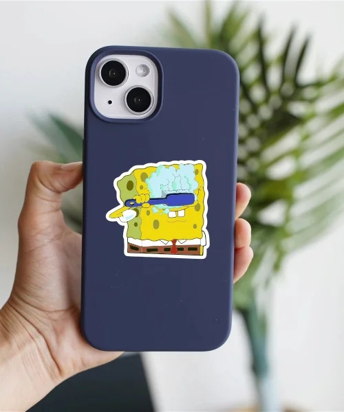 Sponge Bob With Brush Sticker Sponge Bob With Brush Sticker