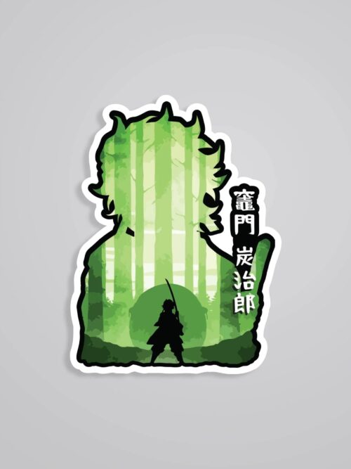 Tanjiros Green Forest Silhouette Anime Stickers