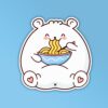 Teddy Eating Noodles   Laptop Mobile Sticker
