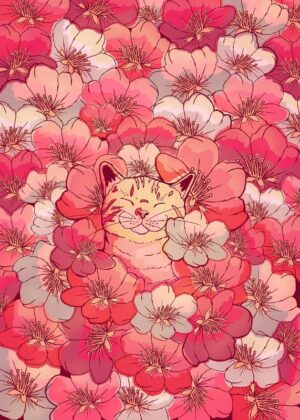 The Cherry Blossom Cat Spring Vibes Poster