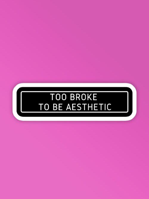 Too Broke To Be Aesthetic Laptop   Mobile Stickers