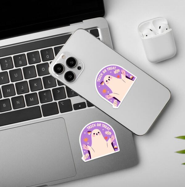 Trick Or Treat Halloween Sticker Laptop   Mobile Sticker
