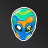 Trippy Alien Head Sticker