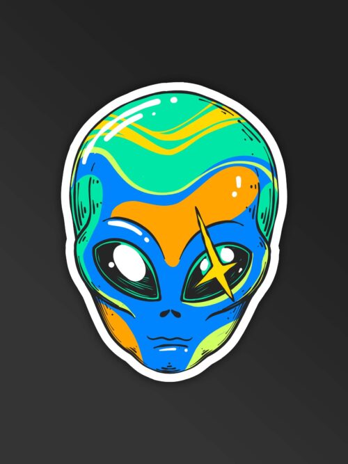 Trippy Alien Head Sticker