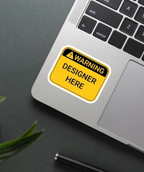 Warning Designer Here Sticker Warning Designer Here Sticker