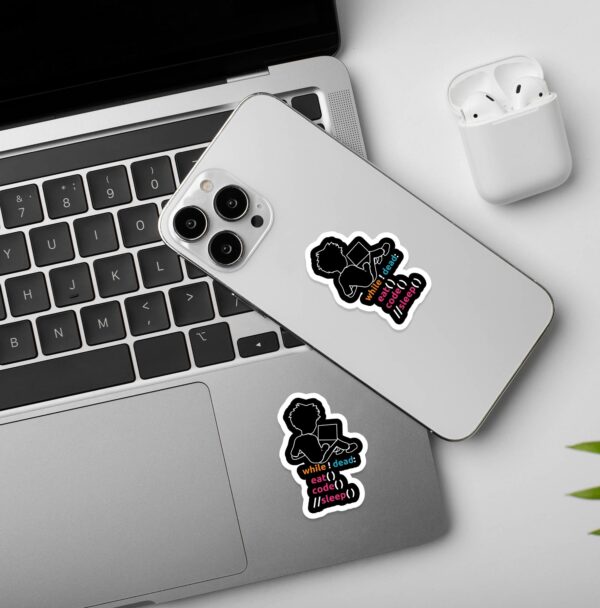 While Dead Programmer Coding Sticker While Dead Programmer Coding Sticker