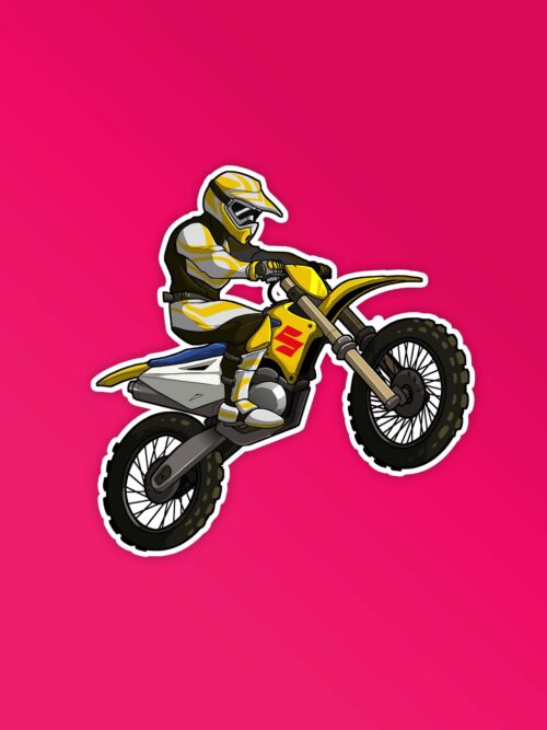 Yellow Motocross Bike Sticker