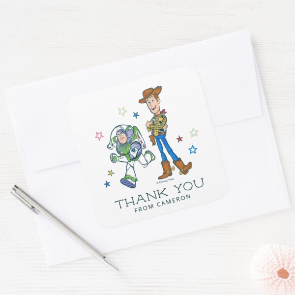 2_Infinity_and_Beyond_Toy_Story_Birthday_Thank_You_Square_Sticker_5 2 Infinity And Beyond Toy Story Birthday Thank You Square Sticker