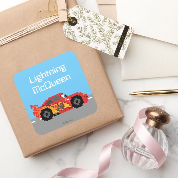 8-Bit_Lightning_McQueen_Square_Sticker_5 8 Bit Lightning McQueen Square Sticker