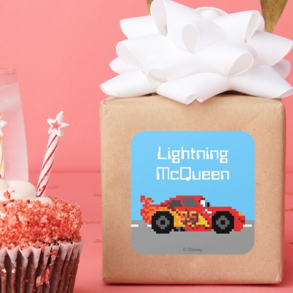 8-Bit_Lightning_McQueen_Square_Sticker_7 8 Bit Lightning McQueen Square Sticker