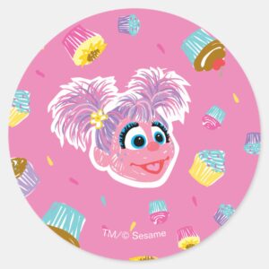 Abby_Cadabby_Cupcake_Party_Pattern_Classic_Round_Sticker_1 Abby Cadabby Cupcake Party Pattern Classic Round Sticker
