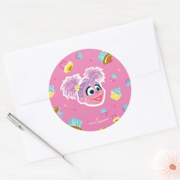 Abby_Cadabby_Cupcake_Party_Pattern_Classic_Round_Sticker_3 Abby Cadabby Cupcake Party Pattern Classic Round Sticker