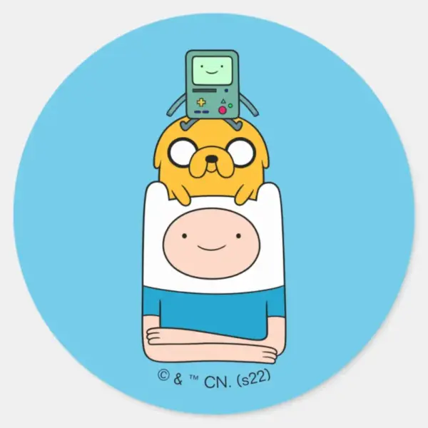 Adventure Time BMO Jake Finn Classic Round Sticker