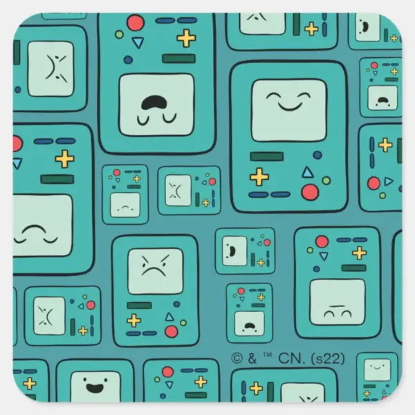 Adventure_Time___BMO_Pattern_Square_Sticker_1 Adventure Time BMO Pattern Square Sticker