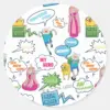 Adventure_Time___Character_Call-Out_Pattern_Classic_Round_Sticker_1 Adventure Time Character Call Out Pattern Classic Round Sticker