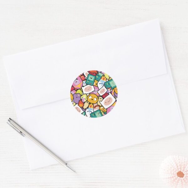 Adventure_Time___Character_Toss_Pattern_Classic_Round_Sticker_3 Adventure Time Character Toss Pattern Classic Round Sticker
