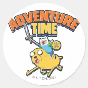 Adventure Time Finn Riding Jake Classic Round Sticker