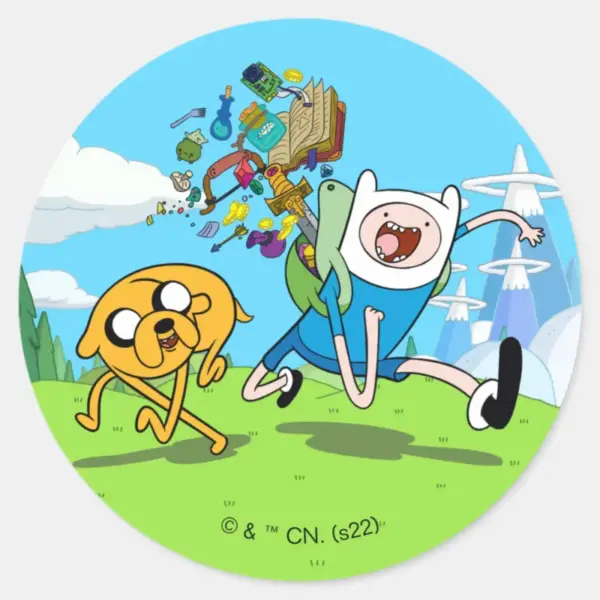 Adventure_Time___Finn's_Backpack_Adventure_Gear_Classic_Round_Sticker_1 Adventure Time Finns Backpack Adventure Gear Classic Round Sticker