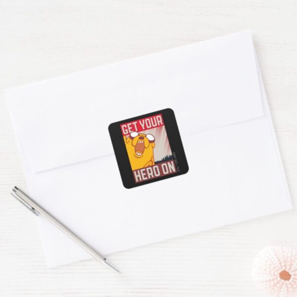 Adventure_Time___Jake__Get_Your_Hero_On__Square_Sticker_3 Adventure Time Jake Get Your Hero On Square Sticker