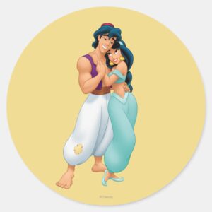 Aladdin_and_Jasmine_Hugging_2_Classic_Round_Sticker_1 Aladdin And Jasmine Hugging 2 Classic Round Sticker