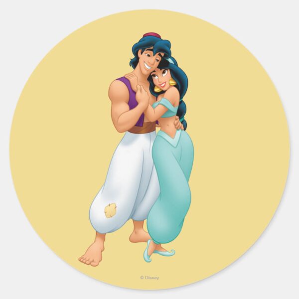 Aladdin_and_Jasmine_Hugging_2_Classic_Round_Sticker_1 Aladdin And Jasmine Hugging 2 Classic Round Sticker