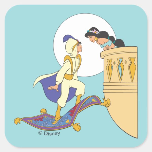 Aladdin_and_Jasmine_Square_Sticker_1 Aladdin And Jasmine Square Sticker