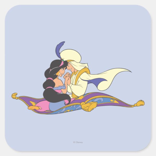 Aladdin_and_Jasmine_on_Magic_Carpet_Square_Sticker_1 Aladdin And Jasmine On Magic Carpet Square Sticker
