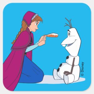 Ana Giving Olaf Carrot Nose Square Sticker