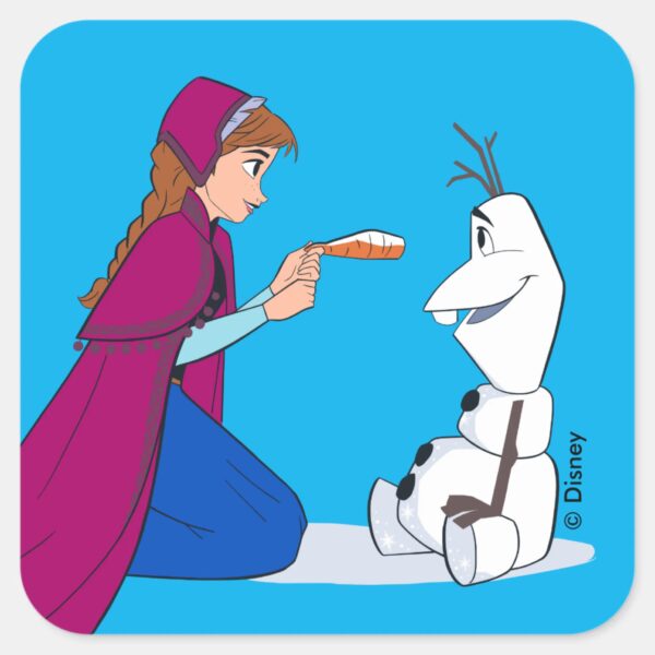 Ana_Giving_Olaf_Carrot_Nose_Square_Sticker_1 Ana Giving Olaf Carrot Nose Square Sticker