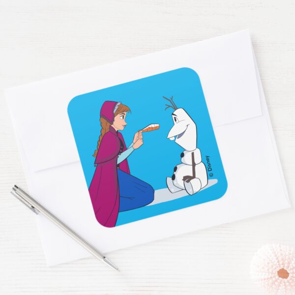 Ana_Giving_Olaf_Carrot_Nose_Square_Sticker_3 Ana Giving Olaf Carrot Nose Square Sticker