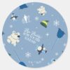 Animal Friends Bye Buddy Winter Pattern Classic Round Sticker