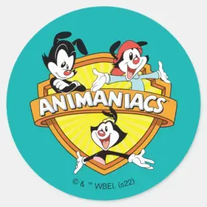 Animaniacs Warner Brothers Sister WB Shield Classic Round Sticker