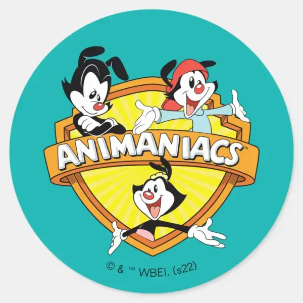 Animaniacs___Warner_Brothers_&_Sister_WB_Shield_Classic_Round_Sticker_1 Animaniacs Warner Brothers Sister WB Shield Classic Round Sticker