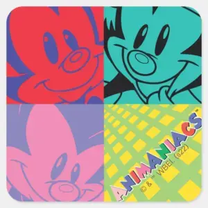 Animaniacs Warner Siblings Pop Art Graphic Square Sticker