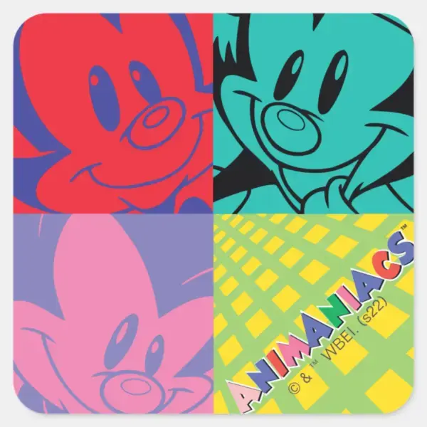 Animaniacs___Warner_Siblings_Pop_Art_Graphic_Square_Sticker_1 Animaniacs Warner Siblings Pop Art Graphic Square Sticker