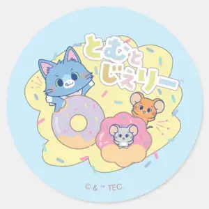 Anime Donut Delights With Tom Jerry And Tuffy Classic Round Sticker