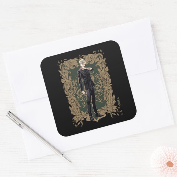 Anime_Draco_Malfoy_Ornate_Frame_Square_Sticker_3 Anime Draco Malfoy Ornate Frame Square Sticker