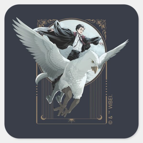 Anime_HARRY_POTTER™_Flight_with_Buckbeak_Square_Sticker_1 Anime HARRY POTTER™ Flight With Buckbeak Square Sticker