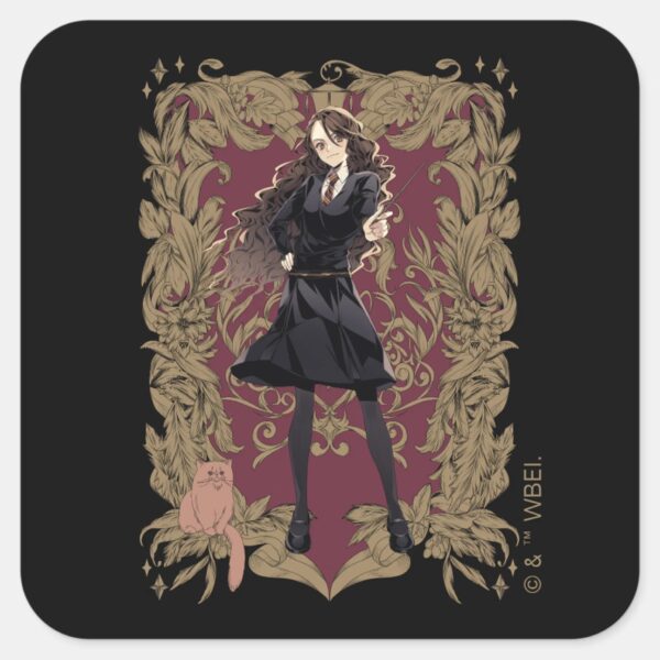 Anime_Hermione_Granger_Ornate_Frame_Square_Sticker_1 Anime Hermione Granger Ornate Frame Square Sticker